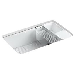 Riverby® Single Bowl Kitchen Sink, Under Mount, 33 x 22 in, 9-5/8 in Bowl Depth, 5-Hole, Cast Iron, White - xjex9zqmgpzyzvjp2xzc@2x.jpg