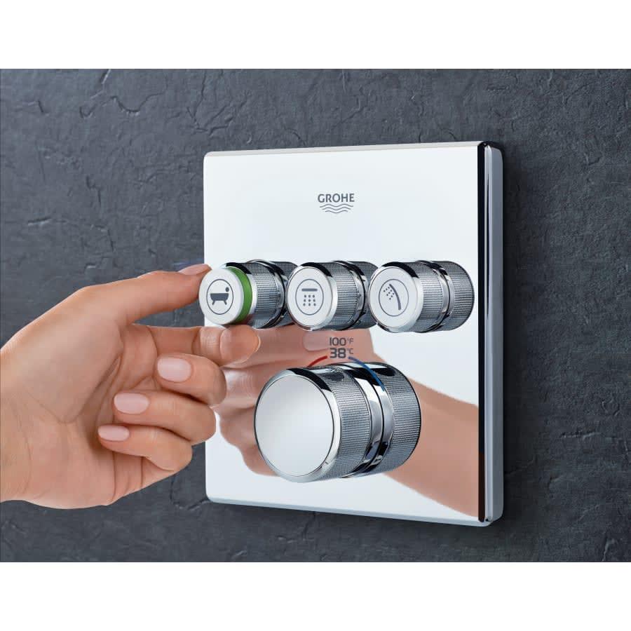 Grohtherm Three Function Thermostatic Valve Trim Only with Four Knob / Push Button Handles, Integrated Diverter, and Volume Control - Less Rough In - xjlbzfhdfghialh9hfcn@2x.jpg