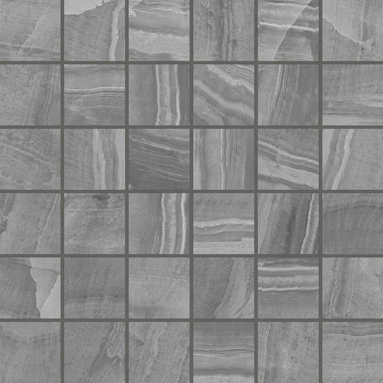 Gemma 2" x 2" Honed Porcelain Mosaic in Grey Onyx