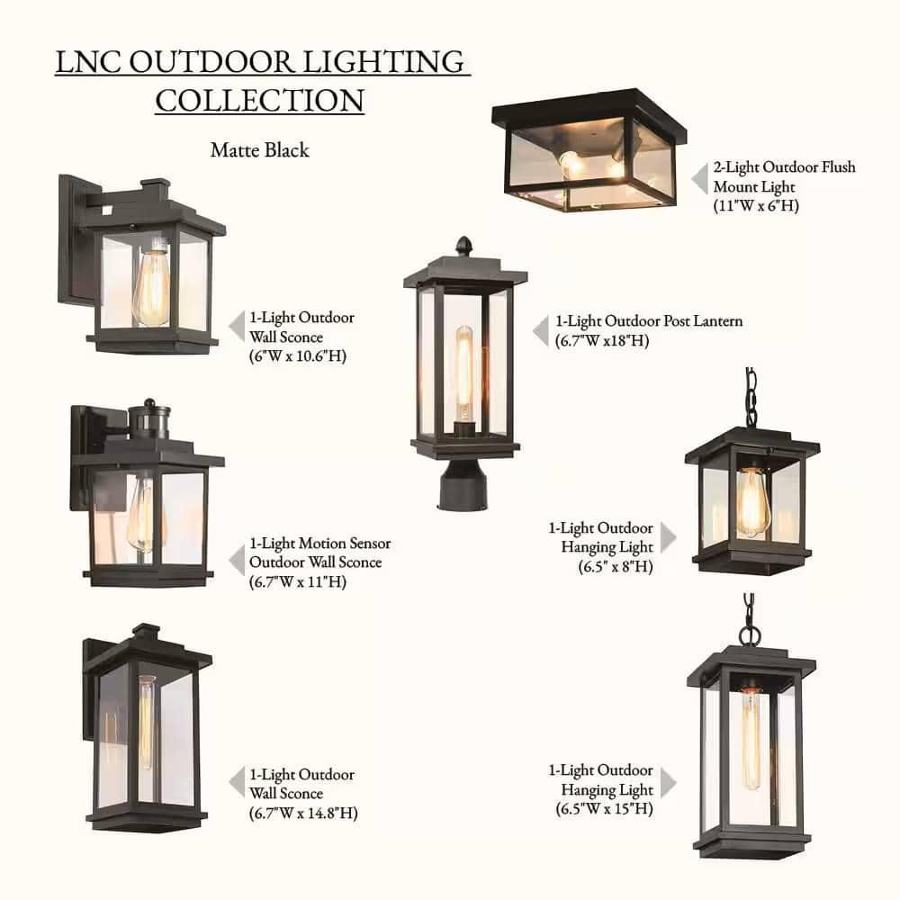 LNC Square 1-Light Black Outdoor Wall Lantern Sconce with Clear Glass Shade, Modern Exterior Wall Light for Patio Garden - xlb7tuxlpgnyujpu9gpc@2x.jpg
