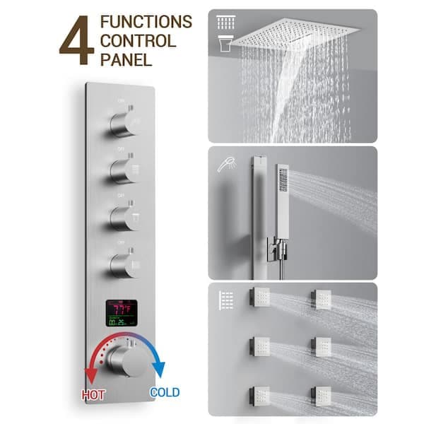 YAWWALK Thermostatic 15-Spray 16 in. Ceiling Mount Square LED Mood Lighting Shower System with Valve in Brushed Nickel CR1-S027-16NI-1 - xmgljjb0qfu796c9da0r@2x.jpg