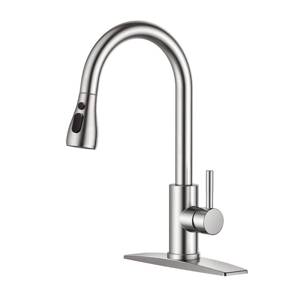 Single-Handle Pull Down Sprayer Kitchen Faucet with Deck Plate in Brushed Nickel - xu5weic30frznfw3zswq@2x.jpg