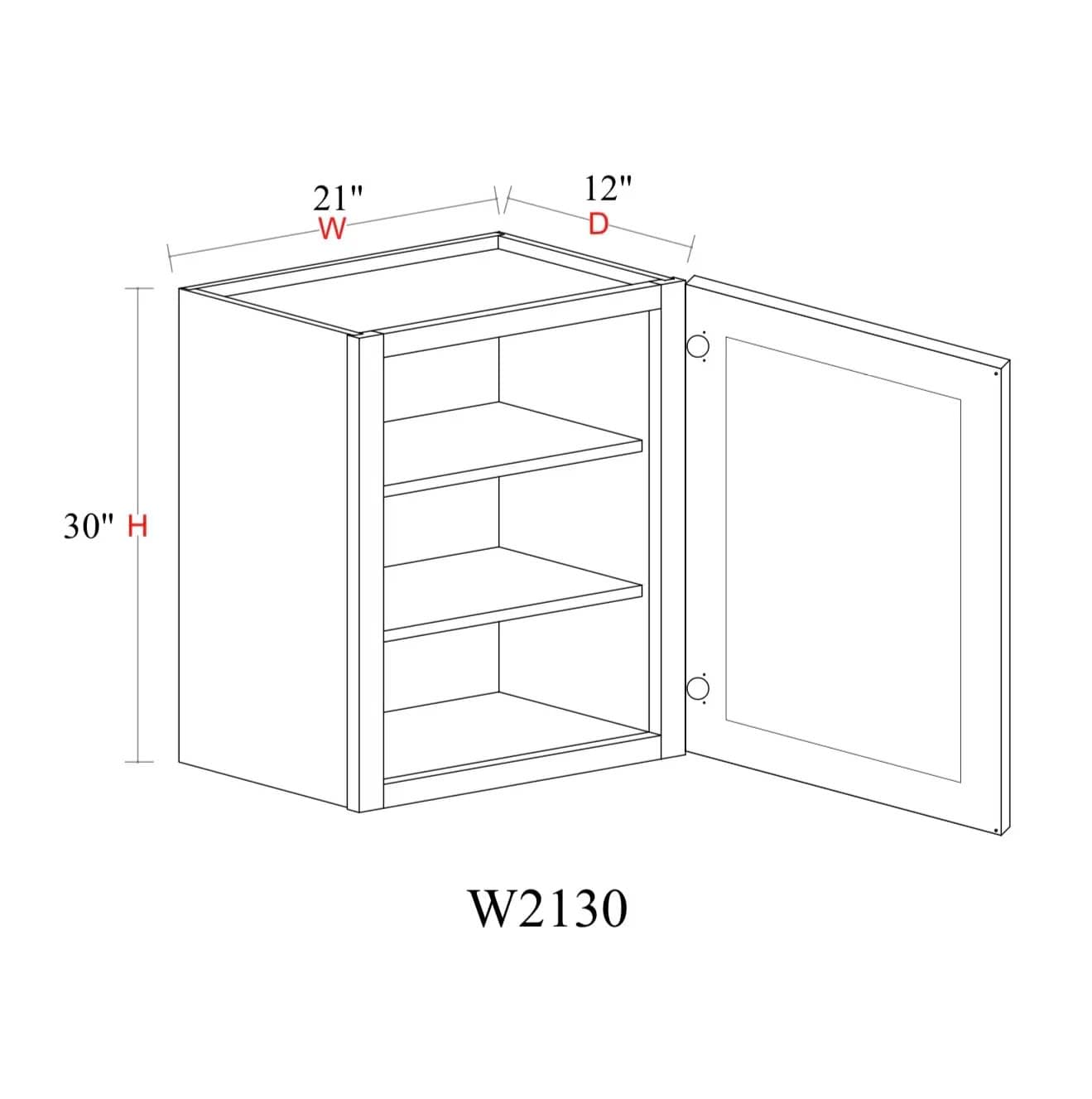 Wall Cabinet - 21"W x 30"H x 12"D