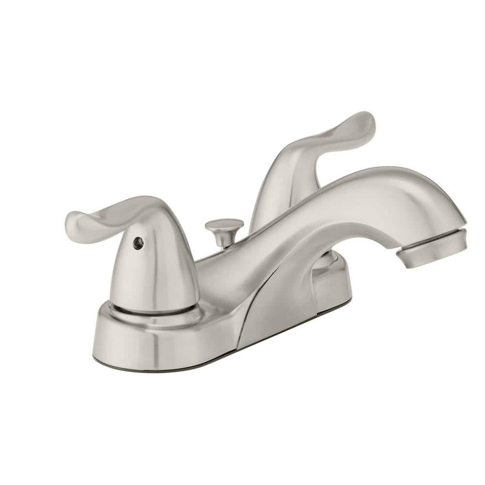 Glacier Bay Constructor 4 in. Centerset 2-Handle Low-Arc Bathroom Faucet in Brushed Nickel - xy38iywryj4mribhvsih@2x.jpg