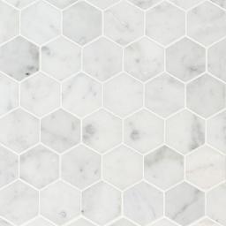 Carrara White Honed 2" Hexagon Mosaic Tile - xym2qfbwozpk0zpbdcac@2x.jpg