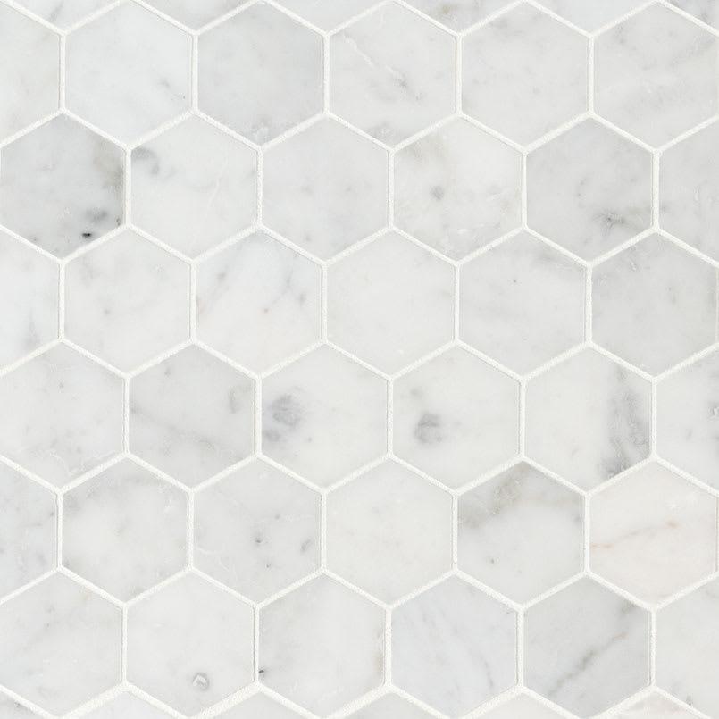 Carrara White Honed 2" Hexagon Mosaic Tile - xym2qfbwozpk0zpbdcac@2x.jpg