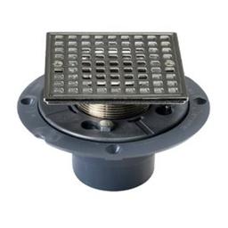 Shower Pan Drain With Ring and Strainer, 2 in, Hub, 4-1/4 in, Grid, ABS Drain, Polished Chrome - y0bnzgyt3wqokjov6euk@2x.jpg