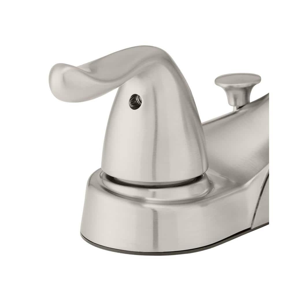 Glacier Bay Constructor 4 in. Centerset 2-Handle Low-Arc Bathroom Faucet in Brushed Nickel - y1fgkwg9necvuywgohy8@2x.jpg