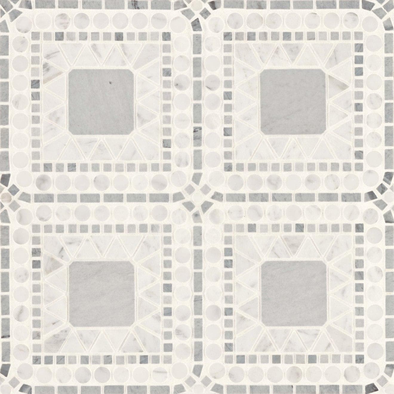 Atrium Honed Marble Blend Mosaic Tile in White Carrara & Bardiglio