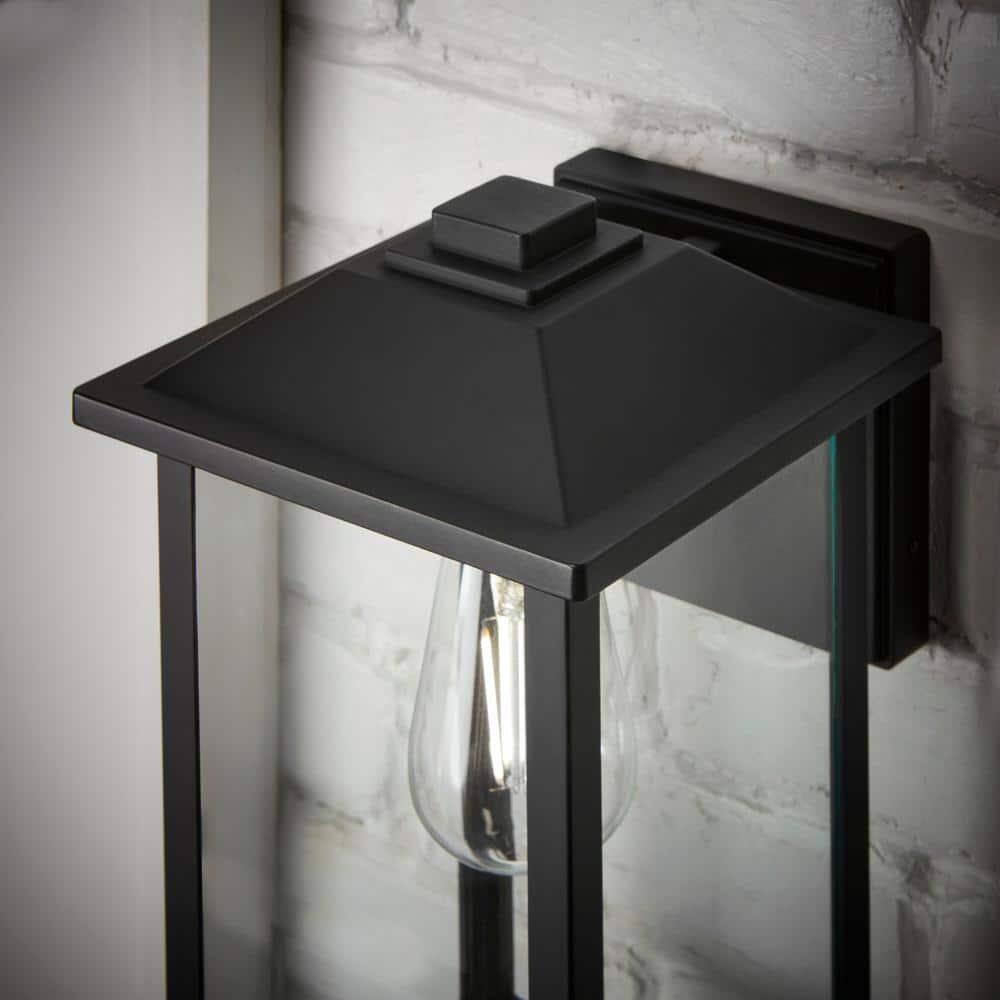 1-Light 12 in. Black Hardwired Transitional Outdoor Wall Light Lantern Sconce with Clear Glass - y3sszl6ozdxhcr9vebm5@2x.jpg