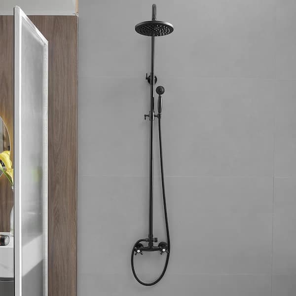 BWE 2-Spray Outdoor Wall Bar Shower Kit 8 in. Round Rain Shower Head with Hand Shower and 2 Cross Knobs in Matte Black A-98015-B - y4bifc7hz4tzurlfms3y@2x.jpg