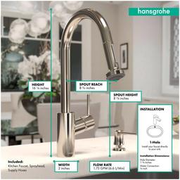 Talis SÂ² 1.75 GPM Pull-Down Kitchen Faucet HighArc Spout with Magnetic Docking & Non-Locking Spray Diverter - Limited Lifetime Warranty - ydjq3hzgjgvkgnqtu4ob_x500.jpg