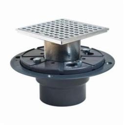 Shower Pan Drain With Ring and Strainer, 2 in, Hub, 4-1/4 in, Grid, PVC Drain, Polished Chrome - yfnstypnylnbudaqapc2@2x.jpg