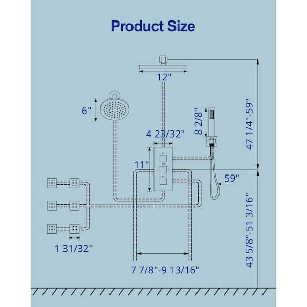 GRANDJOY ZenithRain Thermostatic Dual Showers 8-spray 12 in. Shower System with Hand Shower in Matte Black Valve Included SGF10GJ-17-BL12 - yge6zlisscauilepl9xp@2x.jpg