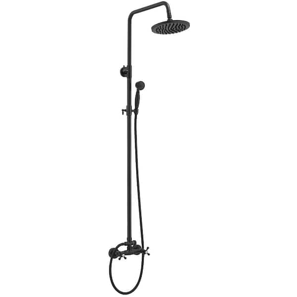 BWE 2-Spray Outdoor Wall Bar Shower Kit 8 in. Round Rain Shower Head with Hand Shower and 2 Cross Knobs in Matte Black A-98015-B - ygllhoj5cekxxn9k0h8k@2x.jpg