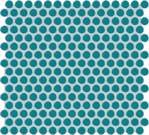 Unglazed Mosaics Peacock Blue Penny Rounds 1X1 Matte