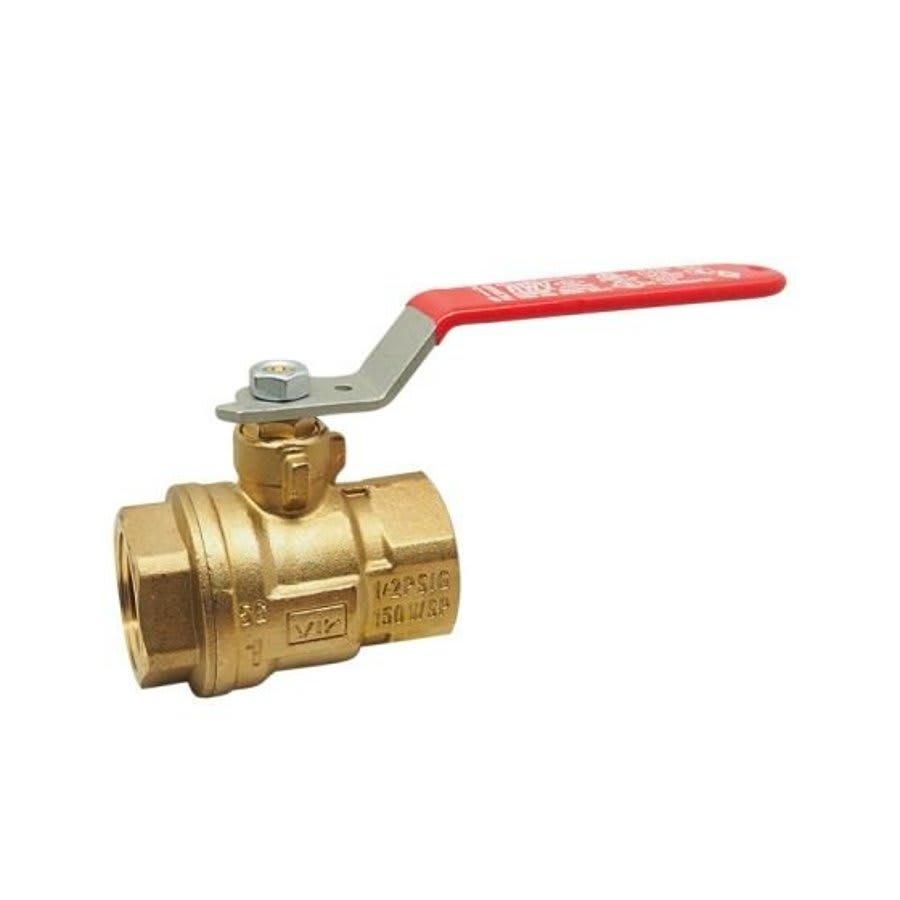2-Piece Ball Valve, 3/8 in, FNPT, Full Port, Plated Brass Ball, Brass