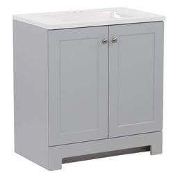 30 in. W x 19 in. D x 33 in. H Single Sink Freestanding Bath Vanity in Pearl Gray with White Cultured Marble Top - ypr9pghqzlomcekbzeho@2x.jpg