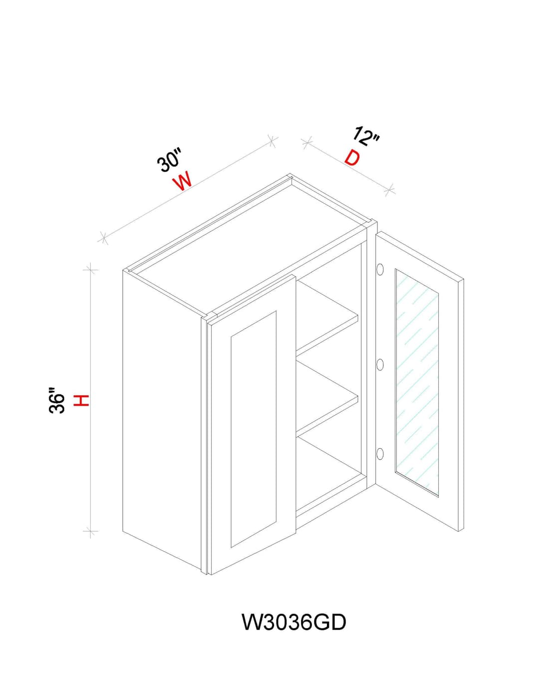 Wall Cabinet - 30"W x 36"H x 12"D Glass Door Only - yrlokzfeldwmtlapxb3d@2x.jpg