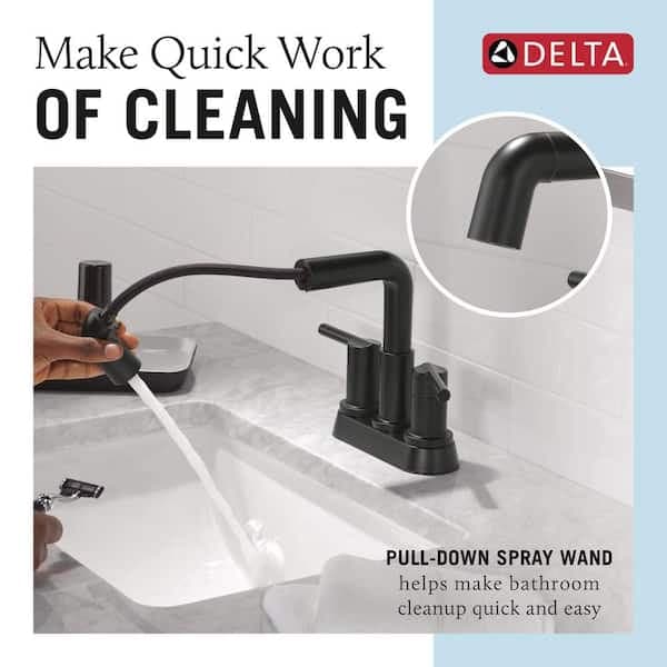Delta Nicoli 4 in. Centerset Double Handle Pull-Down Spout Bathroom Faucet in Matte Black 25849LF-BLPD - zapzwtnqrgrpokczp3lm@2x.jpg