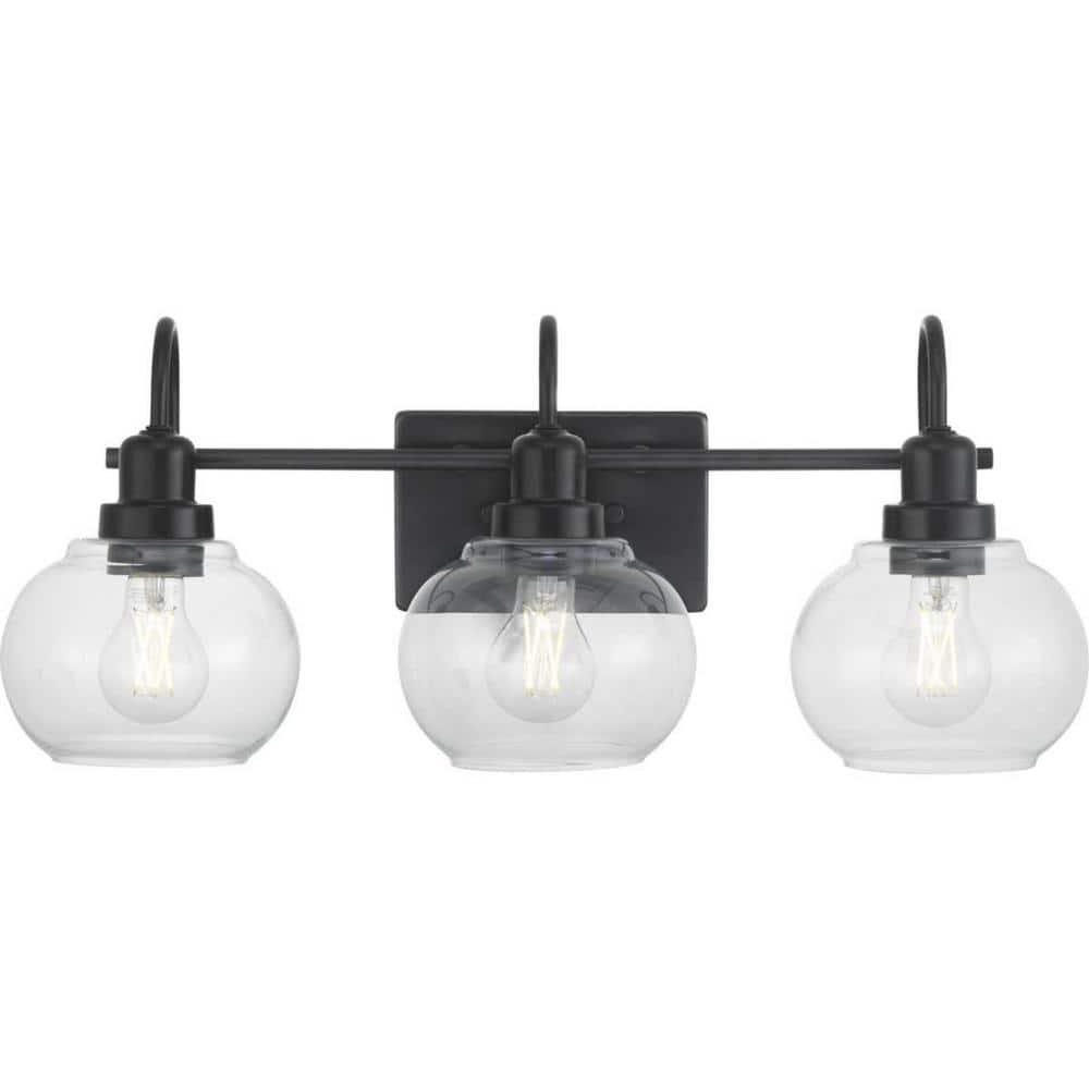 Halyn 23 in. 3-Light Matte Black Bathroom Vanity Light with Clear Glass Shades - zczj9gawebdwreymla2n@2x.jpg