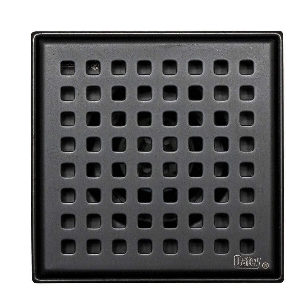 Designline 4 in. x 4 in. Stainless Steel Square Shower Drain with Square Pattern Drain Cover in Matte Black - ze4vm3quzrh3tj1dgbhy@2x.jpg
