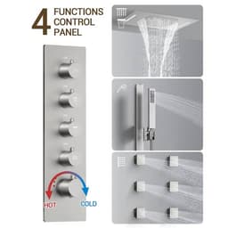 YAWWALK Thermostatic 15-Spray Ceiling Mount 23 x 15 in. Rectangle LED Mood Lighting Shower System with Valve in Brushed Nickel CR1-S025-NI-1 - zn9h5majampvgsizv71x@2x.jpg