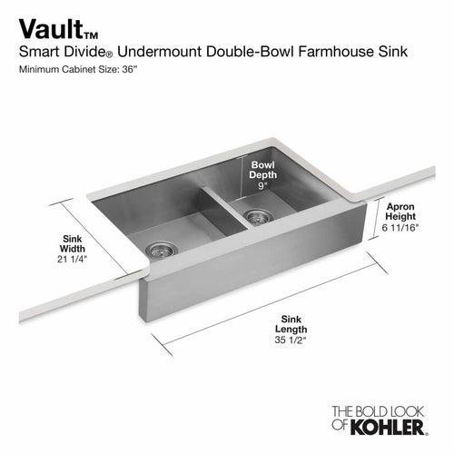 Vault 36" Double Basin Under-Mount 18-Gauge Stainless Steel Kitchen Sink with Self Trimming and Smart Divide - Includes Basin Rack - znutqss8lwhb3rwiqtyb_x500.jpg