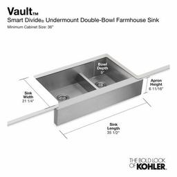 Vault 36" Double Basin Under-Mount 18-Gauge Stainless Steel Kitchen Sink with Self Trimming and Smart Divide - Includes Basin Rack - znutqss8lwhb3rwiqtyb_x500.jpg