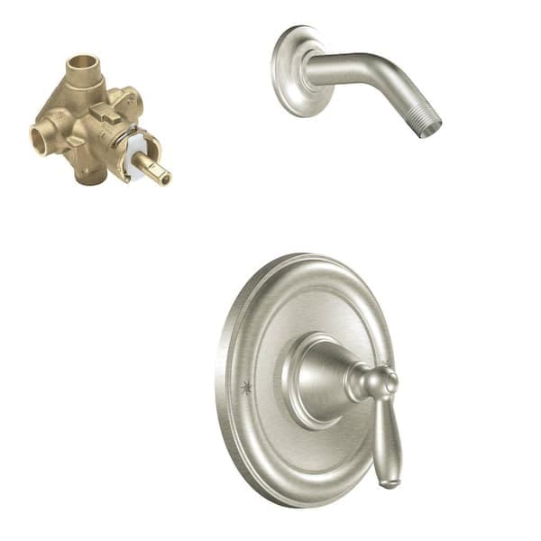 MOEN Brantford Single-Handle 1-Spray Posi-Temp Shower Faucet in Brushed Nickel (Valve Included) T2152NHBN-2520