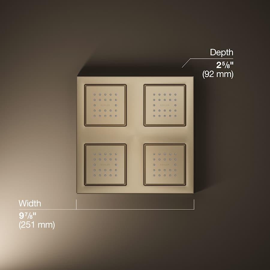 WaterTile Rain 9-7/8" Square 2.4 GPM Overhead Showering Panel with Four 22-Nozzle Fully Adjustable Sprayheads Featuring MasterClean Sprayfaces - zrbn2lkkrmbartenb2ey@2x.jpg
