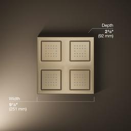 WaterTile Rain 9-7/8" Square 2.4 GPM Overhead Showering Panel with Four 22-Nozzle Fully Adjustable Sprayheads Featuring MasterClean Sprayfaces - zrbn2lkkrmbartenb2ey@2x.jpg