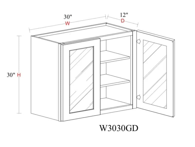 Wall Cabinet - 30"W x 30"H x 12"D Glass Door Only