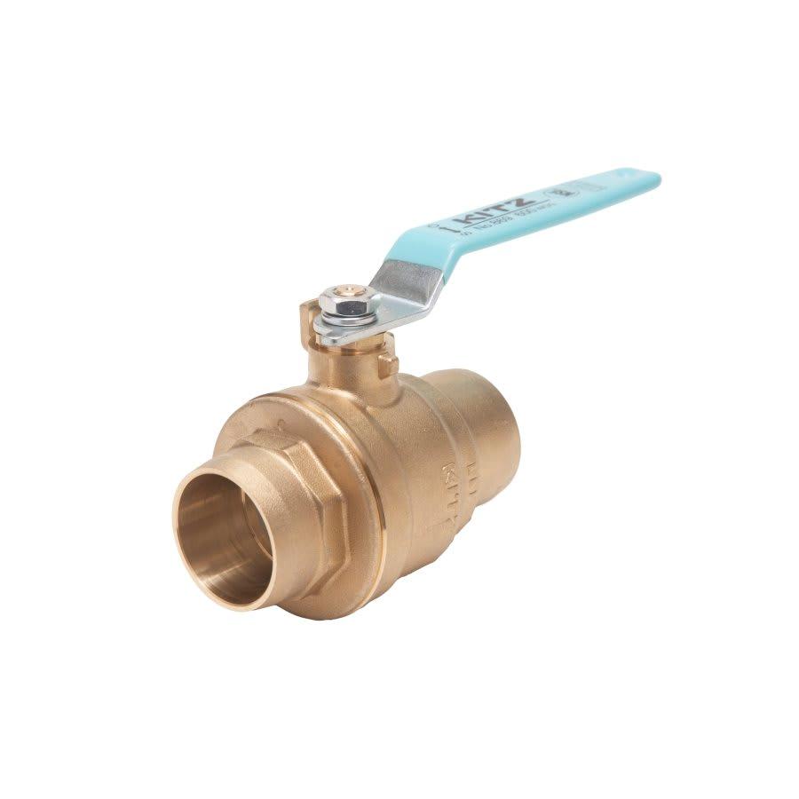 2-Piece Ball Valve, 1-1/4 in, C, Full Port, Plated Brass Ball, Brass