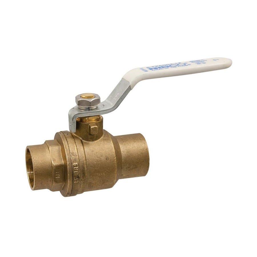 2-Piece Ball Valve, 1-1/4 in, C, Full Port, Plated Brass Ball, Brass