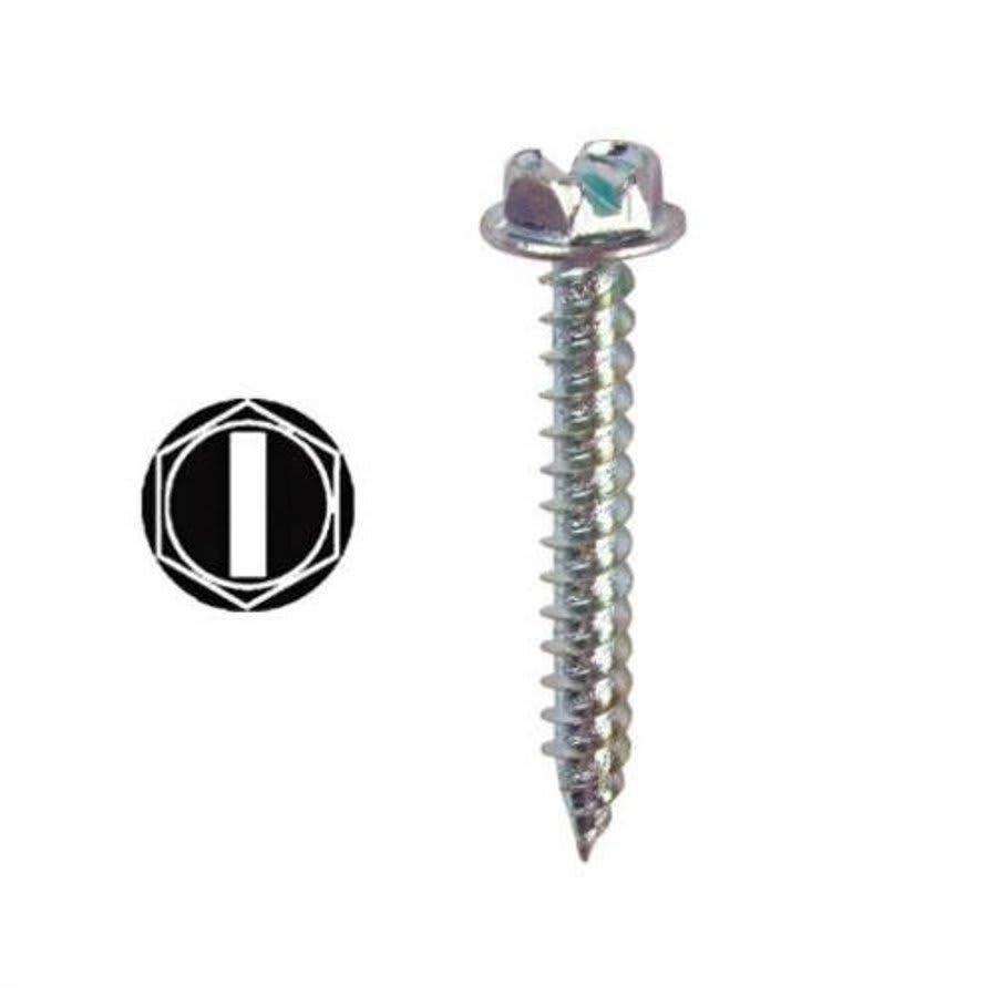 Sheet Metal Screw, #10, 1 in L, Slotted Drive, Zinc Plated