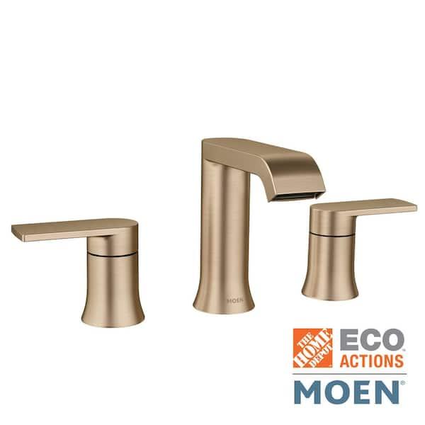 MOEN Genta 8 in. Widespread Double Handle Bathroom Faucet in Bronzed Gold (Valve Included) 84763BZG