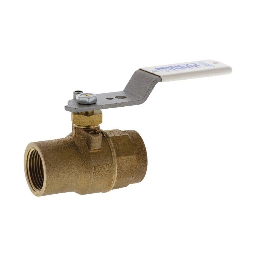 2-Piece Ball Valve, 1-1/4 in, FNPT, Full Port, Stainless Steel Ball, Bronze