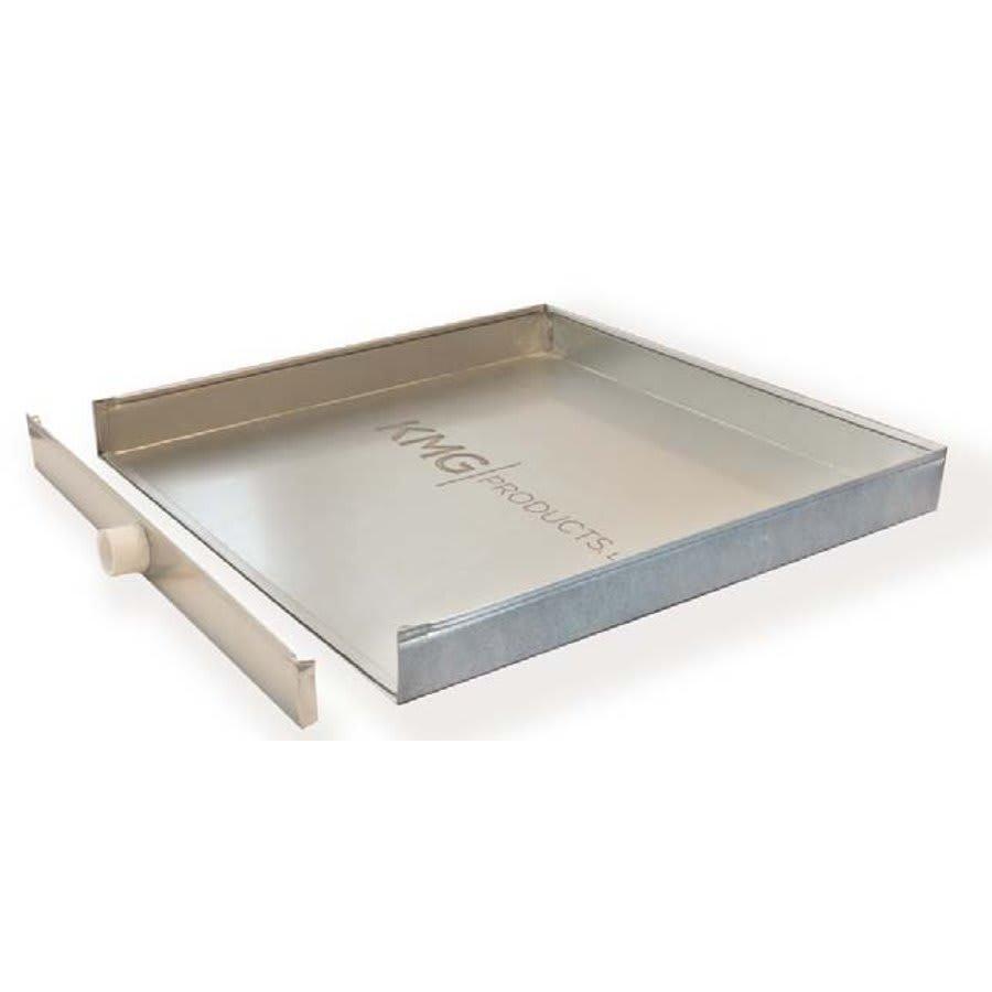 Tank Heater Pan, Square, 24 in Dia, Side Connection, Galvanized Sheet Metal