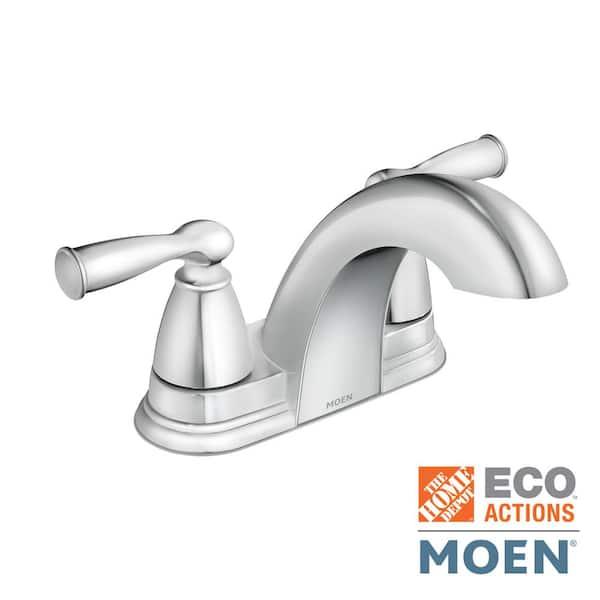 MOEN Banbury 4 in. Centerset Double Handle Low-Arc Bathroom Faucet in Chrome 84942