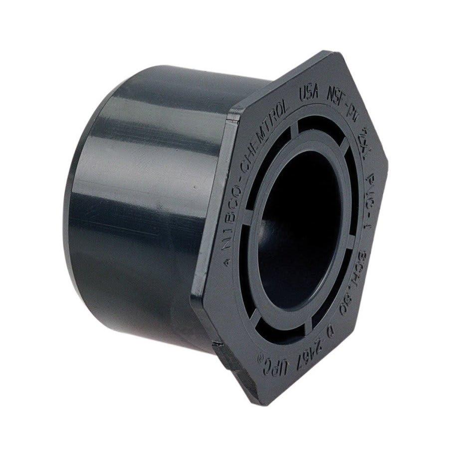 Bushing, 1 x 1/2 in, Socket x Spigot, SCH 80/XH, PVC