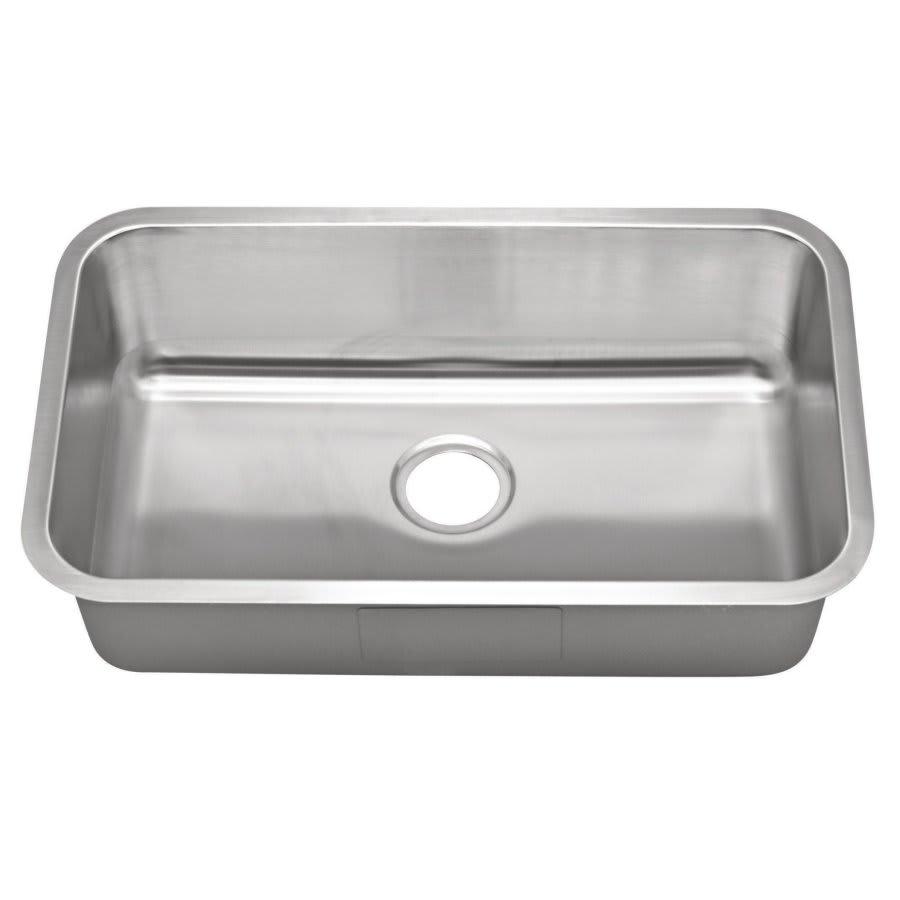 Single Bowl Kitchen Sink, Under Mount, 29-7/8 x 18 in, 6 in Bowl Depth, 18 ga Satin Steel, Stainless