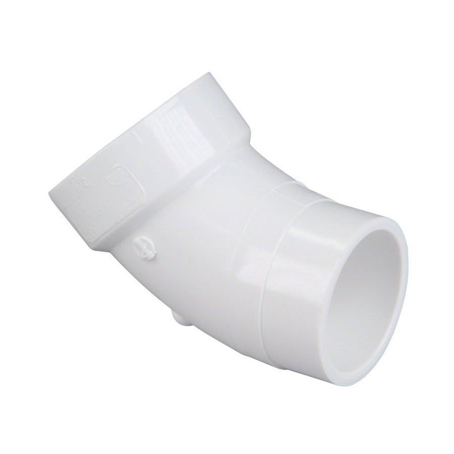 Street 45 deg Elbow, 1-1/2 in, Spigot x Hub, DWV, PVC