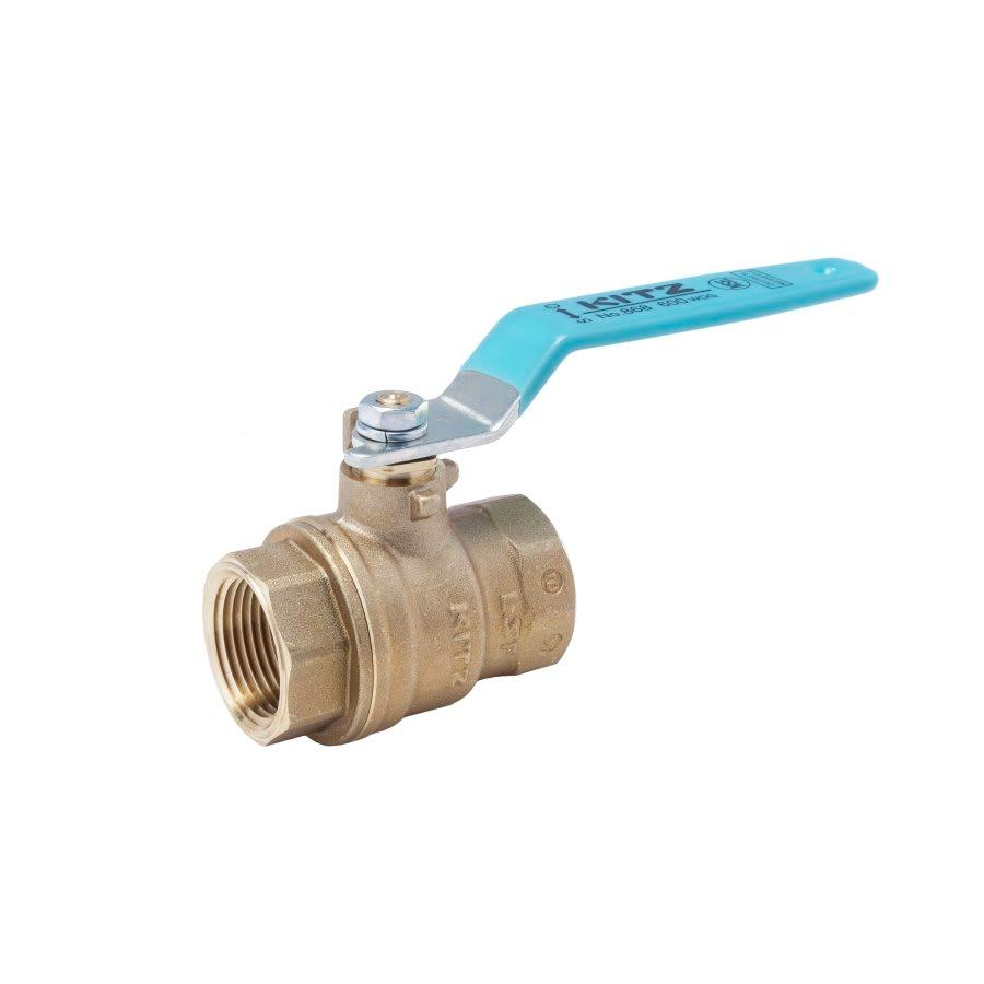 2-Piece Ball Valve, 3/4 in, FNPT, Full Port, Plated Brass Ball, Brass