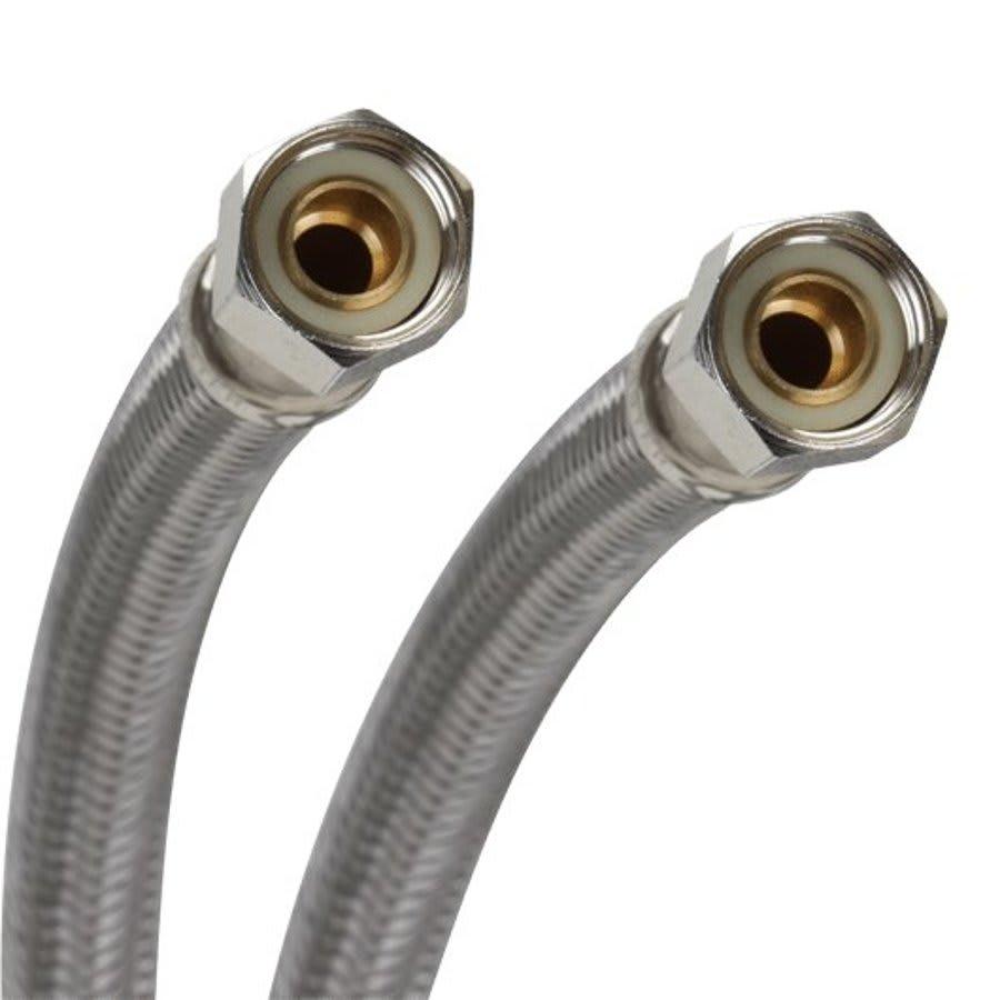 Flexible Water Supply, 3/8 in, Comp, 12 in L, Stainless Steel