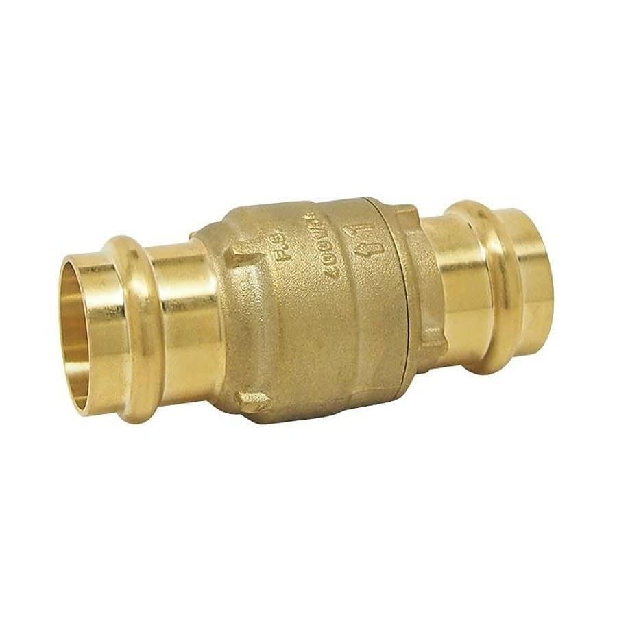 Spring Check Valve, 1-1/2 in, Press, Brass