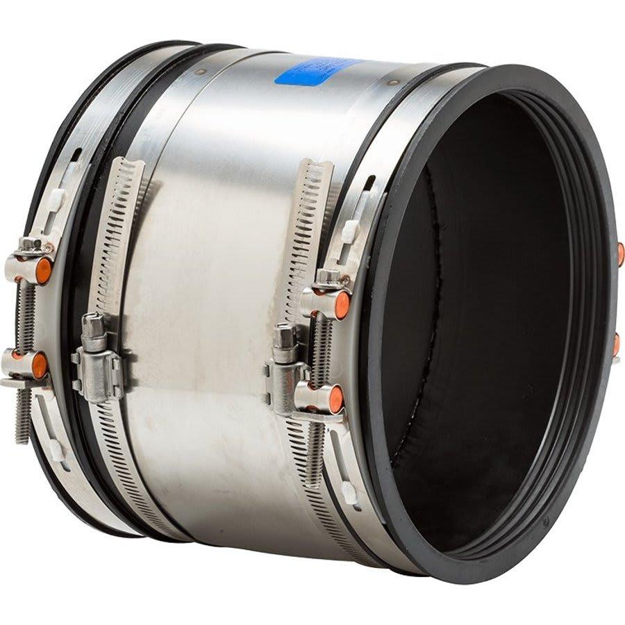 Shielded Transition Coupling, 6 x 4 in, Rubber/Stainless Steel