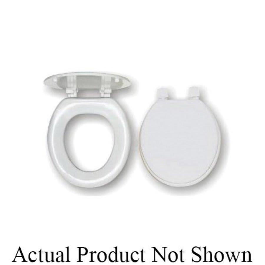 Toilet Seat, Elongated Bowl, Closed Front, With Cover, Wood, White