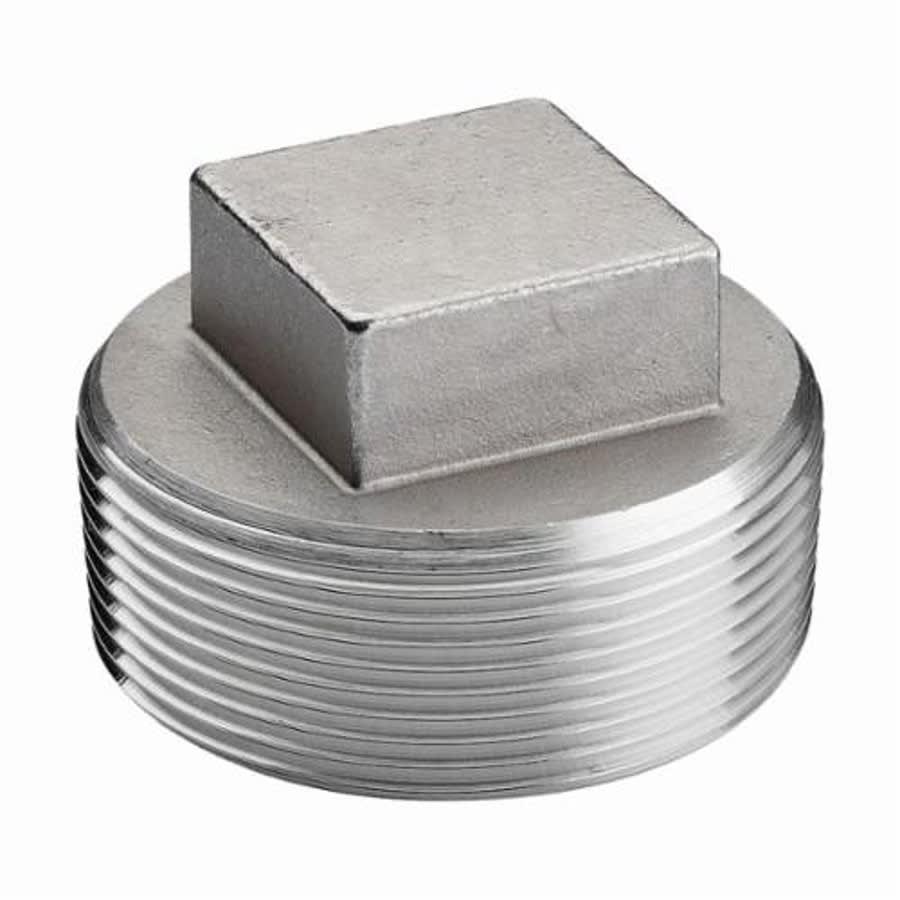 Square Head Plug, 3/8 in, MNPT, 304/304L Stainless Steel, 150 lb