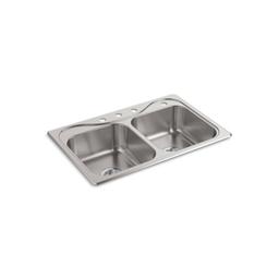 Southhaven® Double Bowl Kitchen Sink, Top Mount, 33 x 22 in, 8 in Bowl Depth, 4-Hole, 20 ga Satin Steel, Stainless - g8oexf8bw2jojo0lyhaf_bdee18c1-be59-411d-81c0-c428f7d9e9b2@2x.jpg